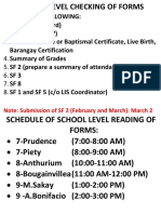 Schedule of Checking of Forms