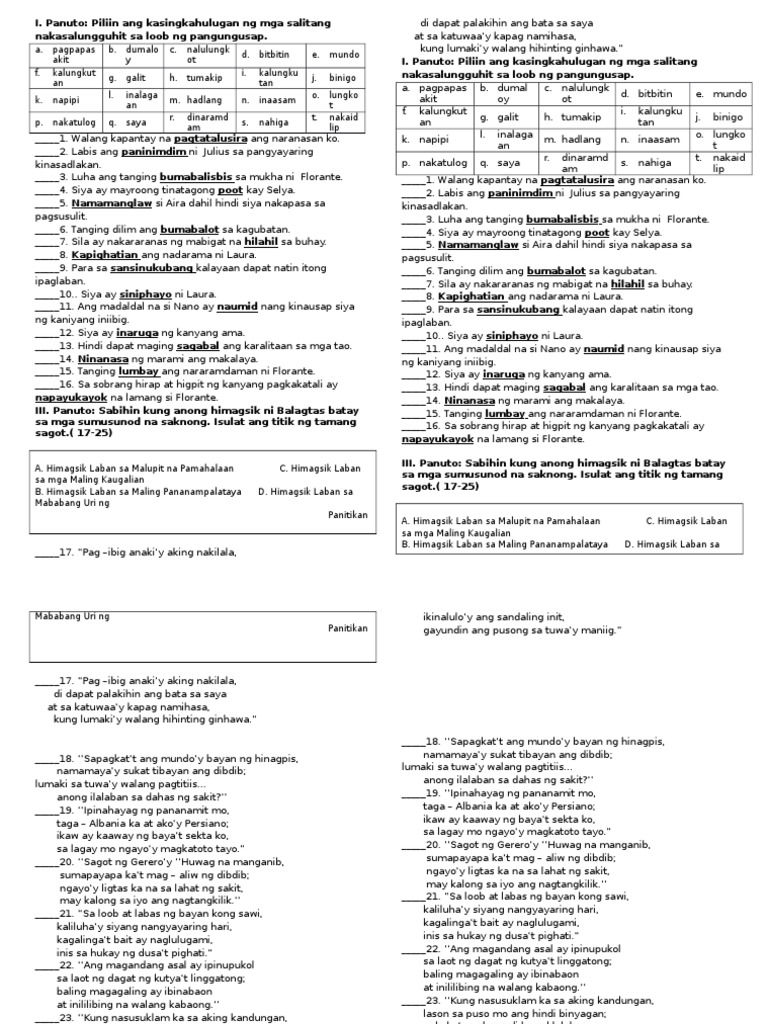 Pagsasanay Sa Filipino 8 Pdf