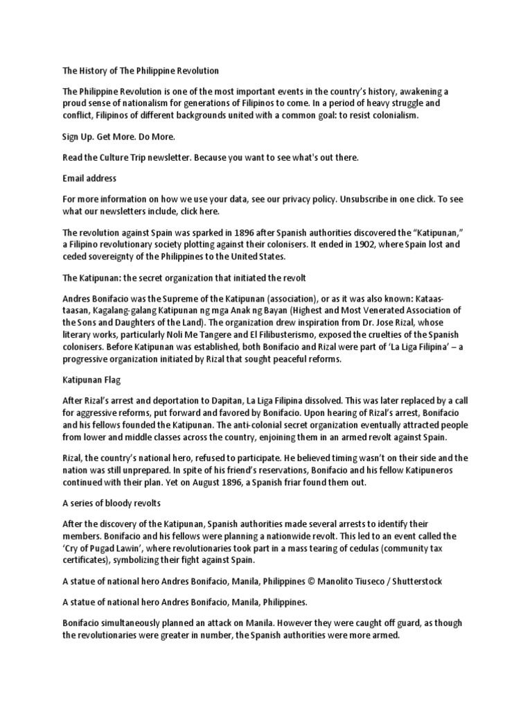 Key Events of the Philippine Revolution | PDF | Philippines | Rebellions