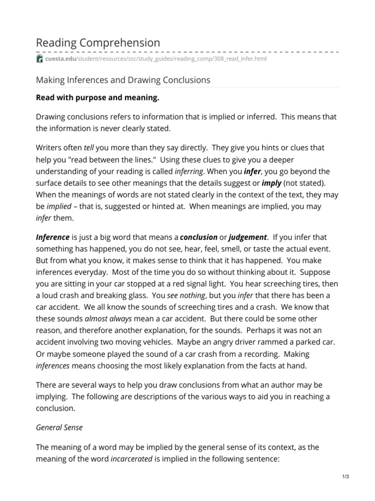 Making Inferences and Drawing Conclusions | PDF | Question | Prison