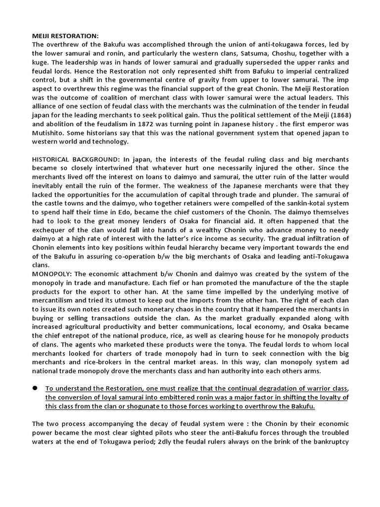 Meiji Restoration PDF Empire Of Japan Samurai