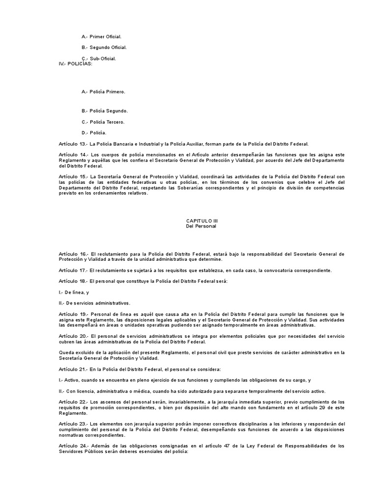 Reglamento de La Policía Preventiva Del D. F.3 PDF Policía Ciudad