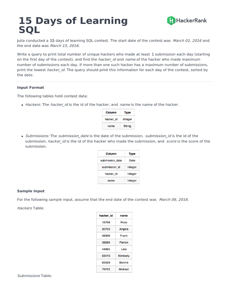15 days of learning sql english pdf information technology data