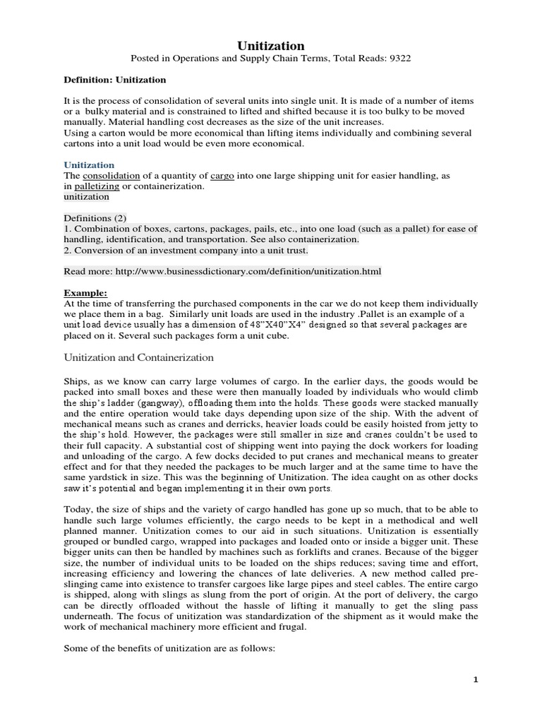 Understanding Unitization in Logistics | PDF | Containerization | Cargo