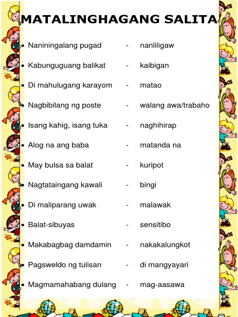 Matalinghagang Salita Pdf