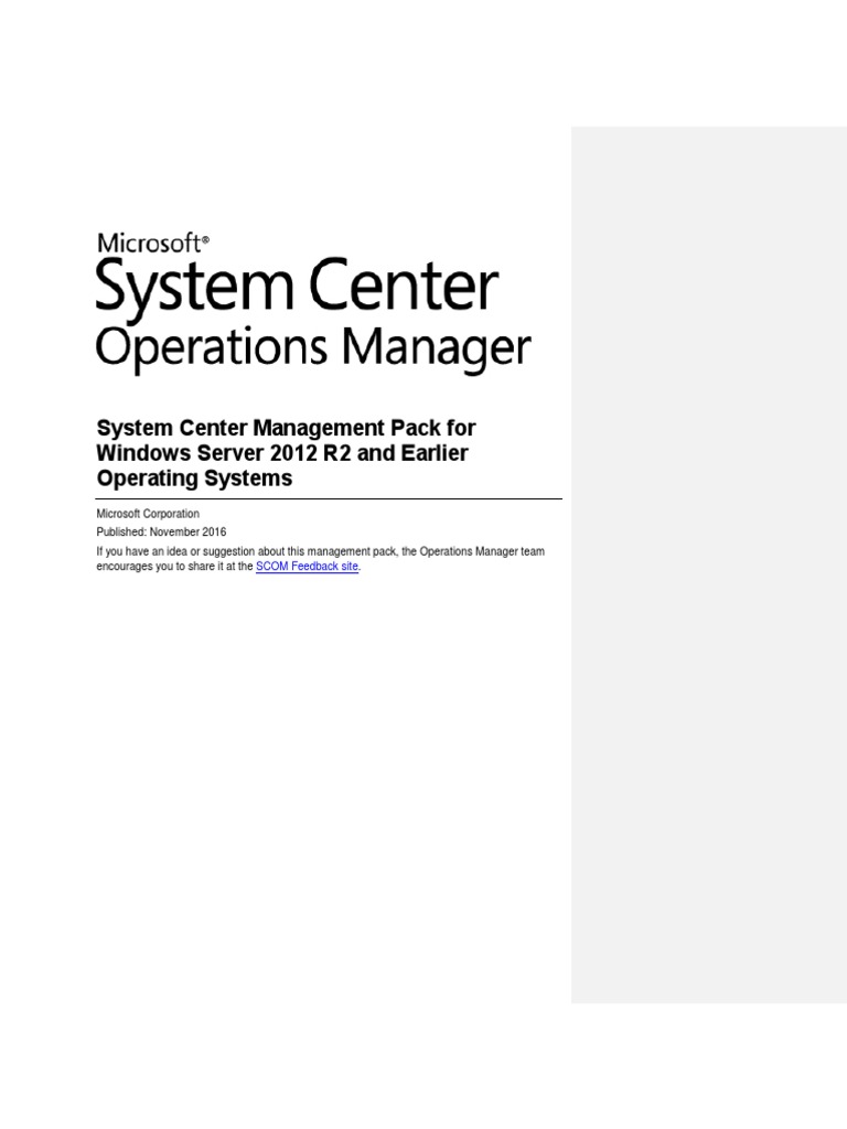 Windows Server Operating System Management Pack Guide | PDF