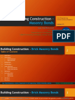 Lecture # 5 - Building Construction - Masonry Bonds PDF