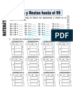 Ficha de Sumas y Restas para Segundo de Primaria