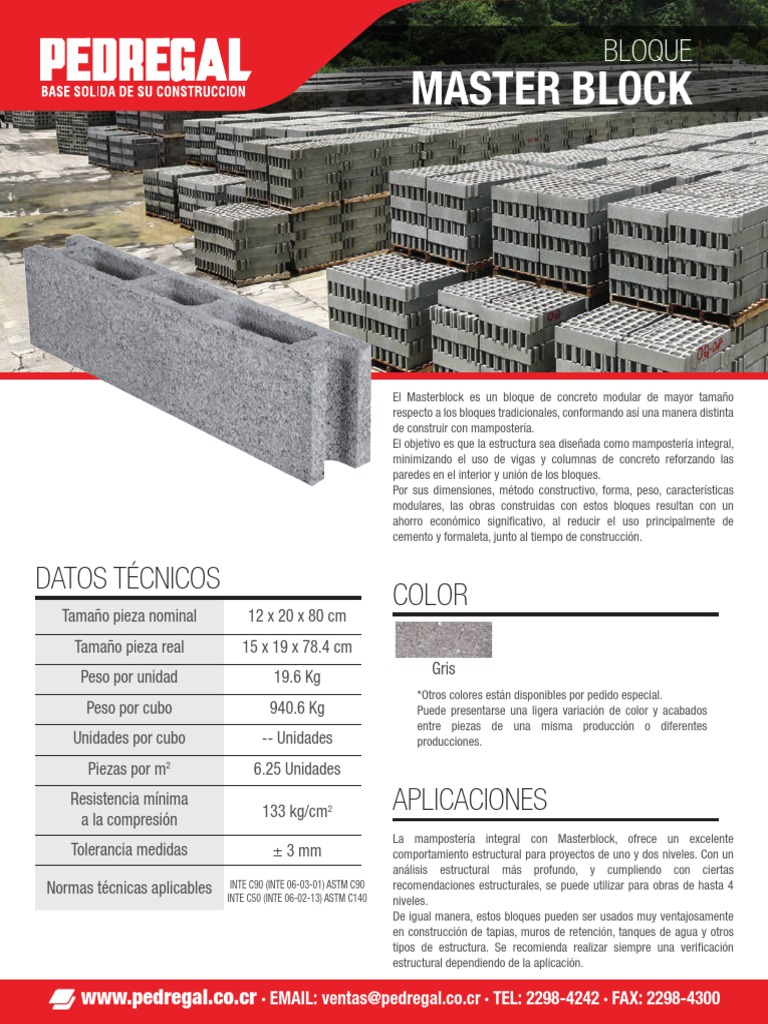 Bloque Masterblock FT 2016 | PDF | Hormigón | Ingeniería