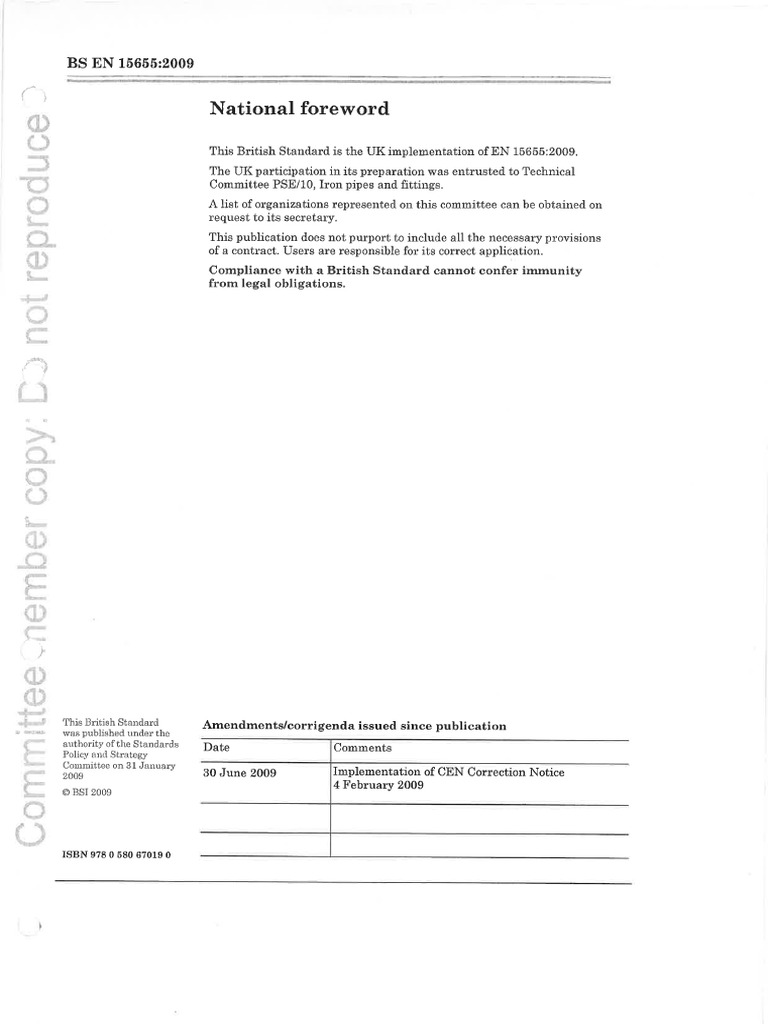 BS EN 15655 2009 Internal PU Lining PDF PDF