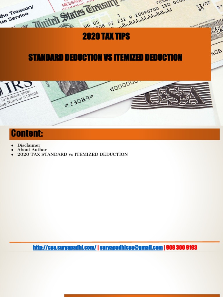 2020 Tax Standard Deduction VS Itemized Deduction PDF