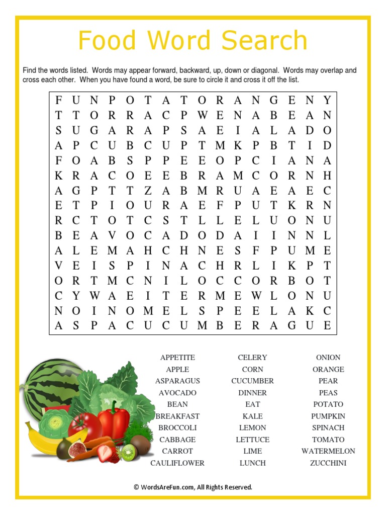 Food Word Search Puzzle | PDF