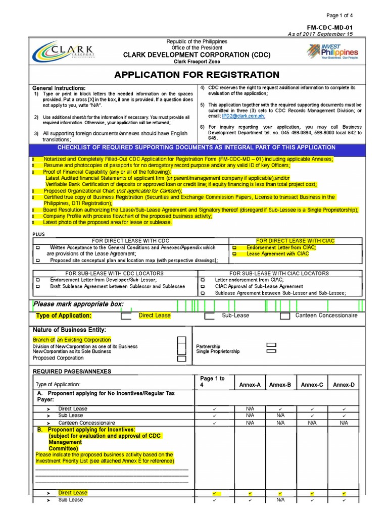 Clark Application For Registration PDF