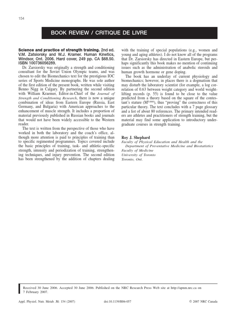 Zatsiorsky, V.M. 1995 Science and Practice of Strength Training