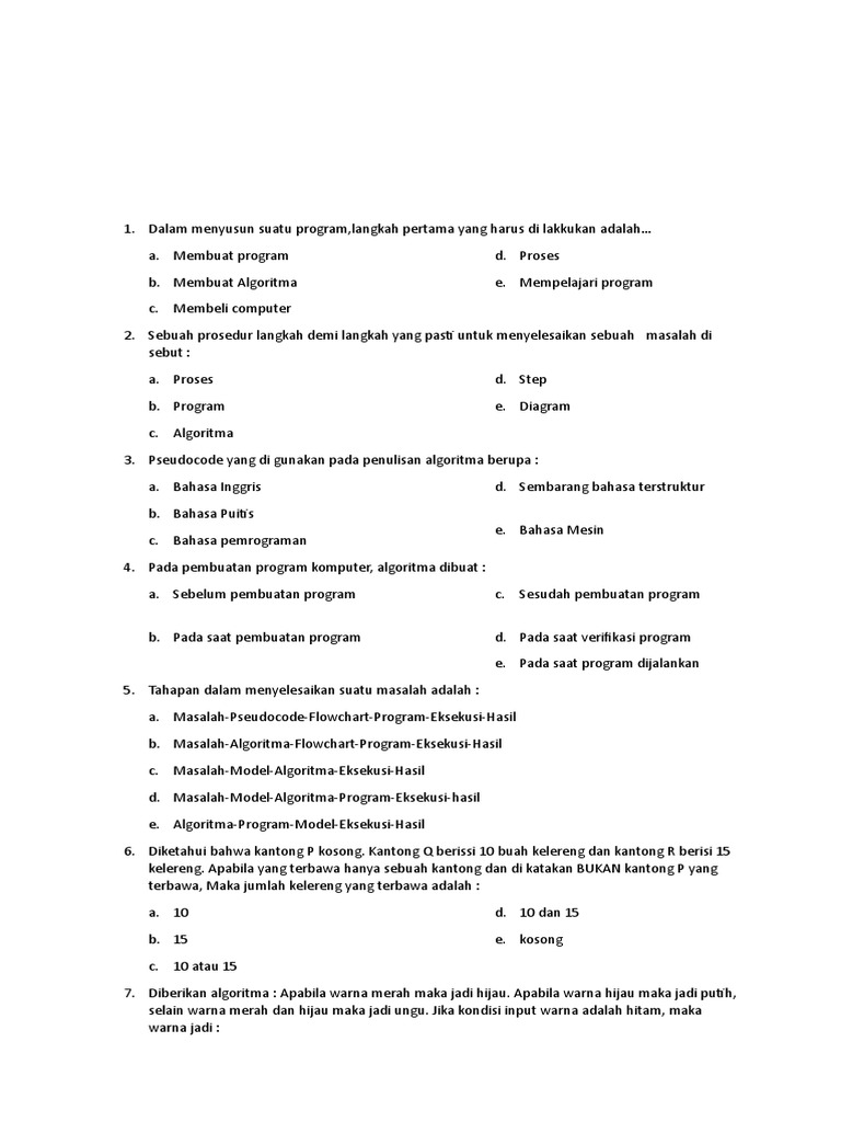 Soal Uspbk Pemrograman Dasar