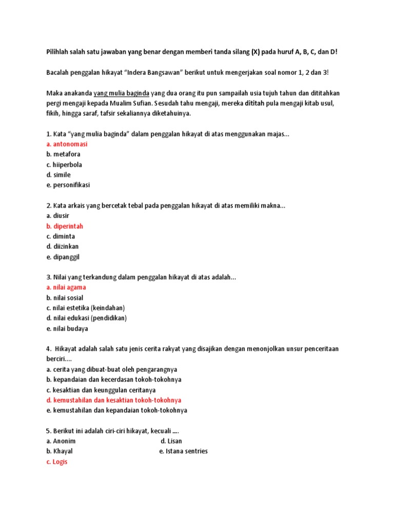 Kata Kata Arkais Dalam Hikayat Indera Bangsawan Dan