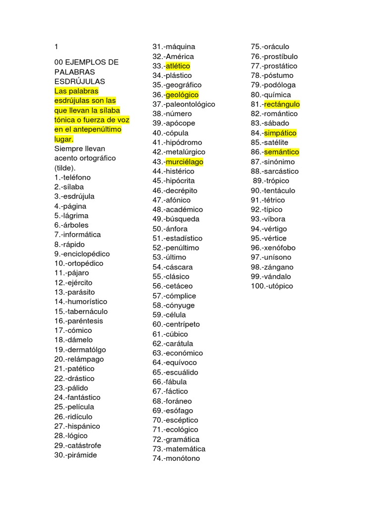 300 Palabras Agudas Graves y Esdrujulas PDF