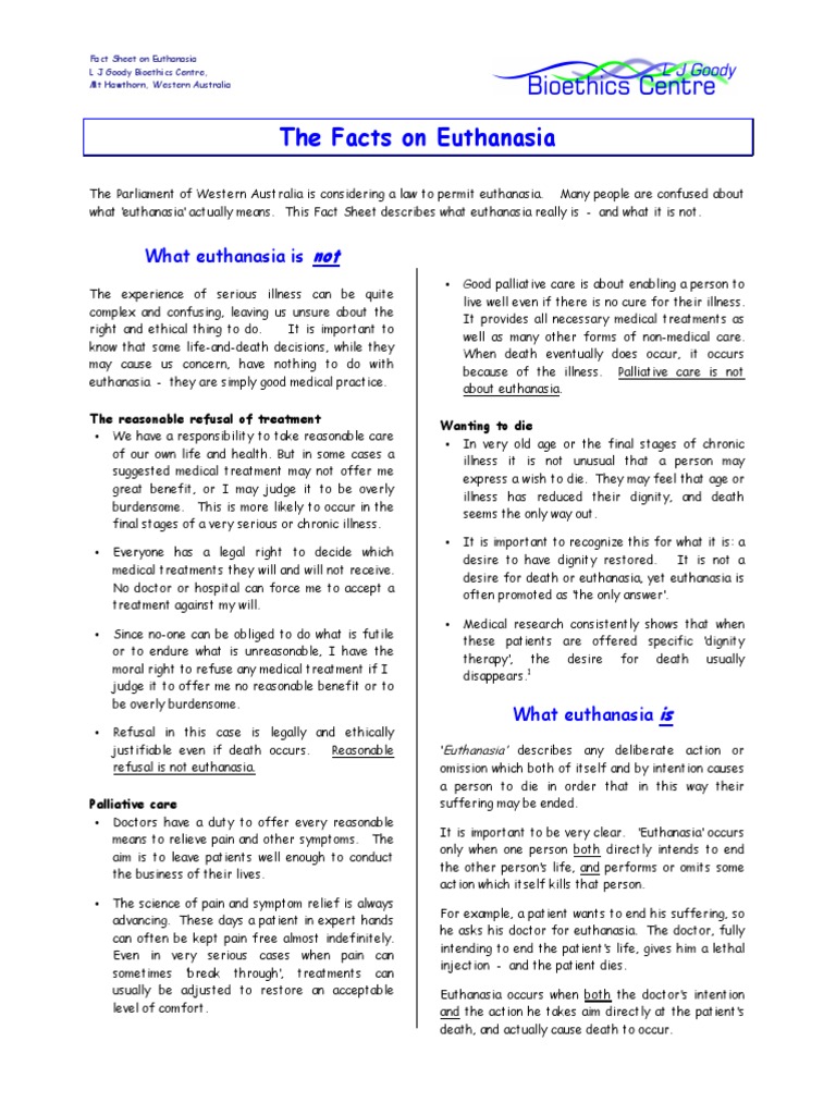 Euthanasia Fact Sheet PDF | PDF
