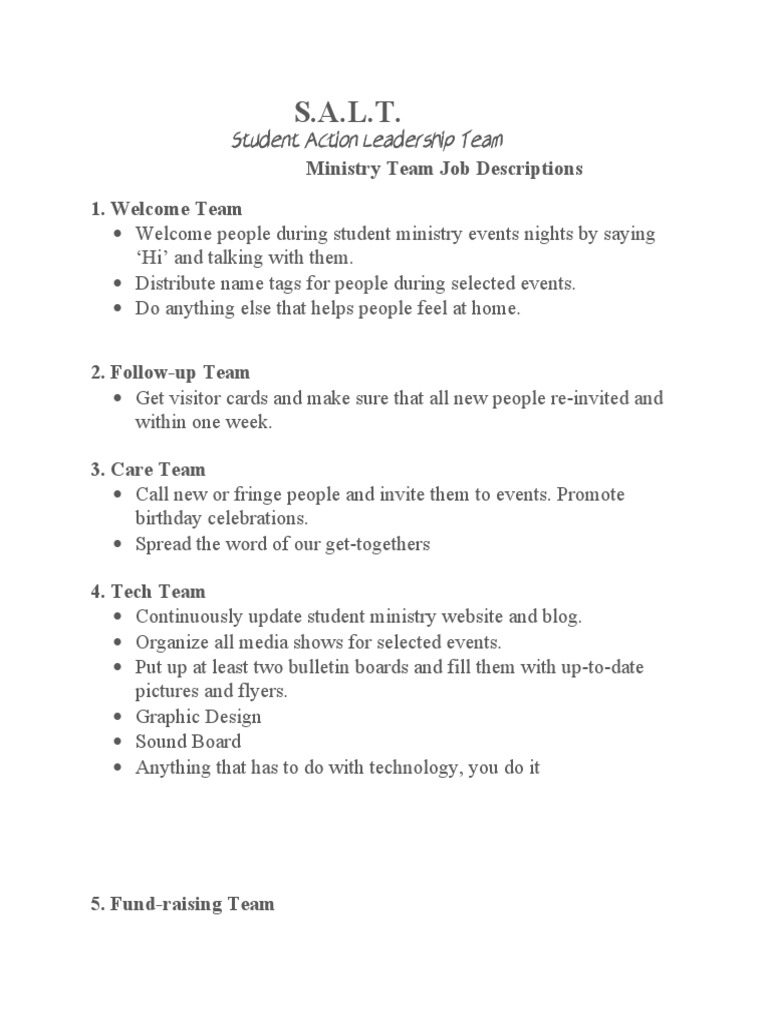 Salt Job Description PDF