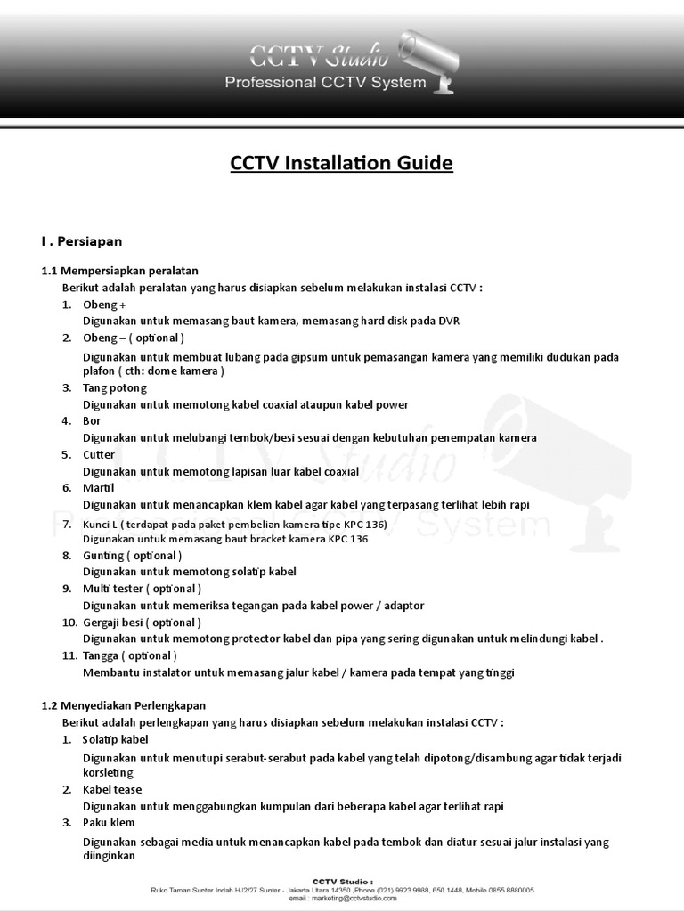 Tutorial Instalasi CCTV | PDF