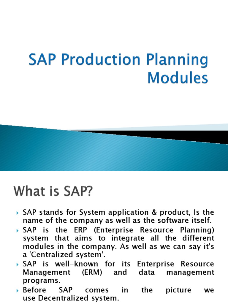 SAP Production Planning Modules Presentation | PDF | Computers