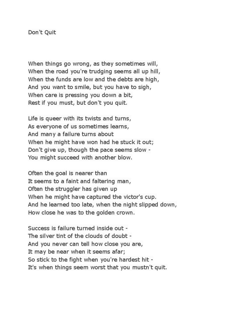 Dont Quit Poem | PDF
