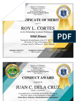 Certificate Awards by Subject, Conduct and Attendance