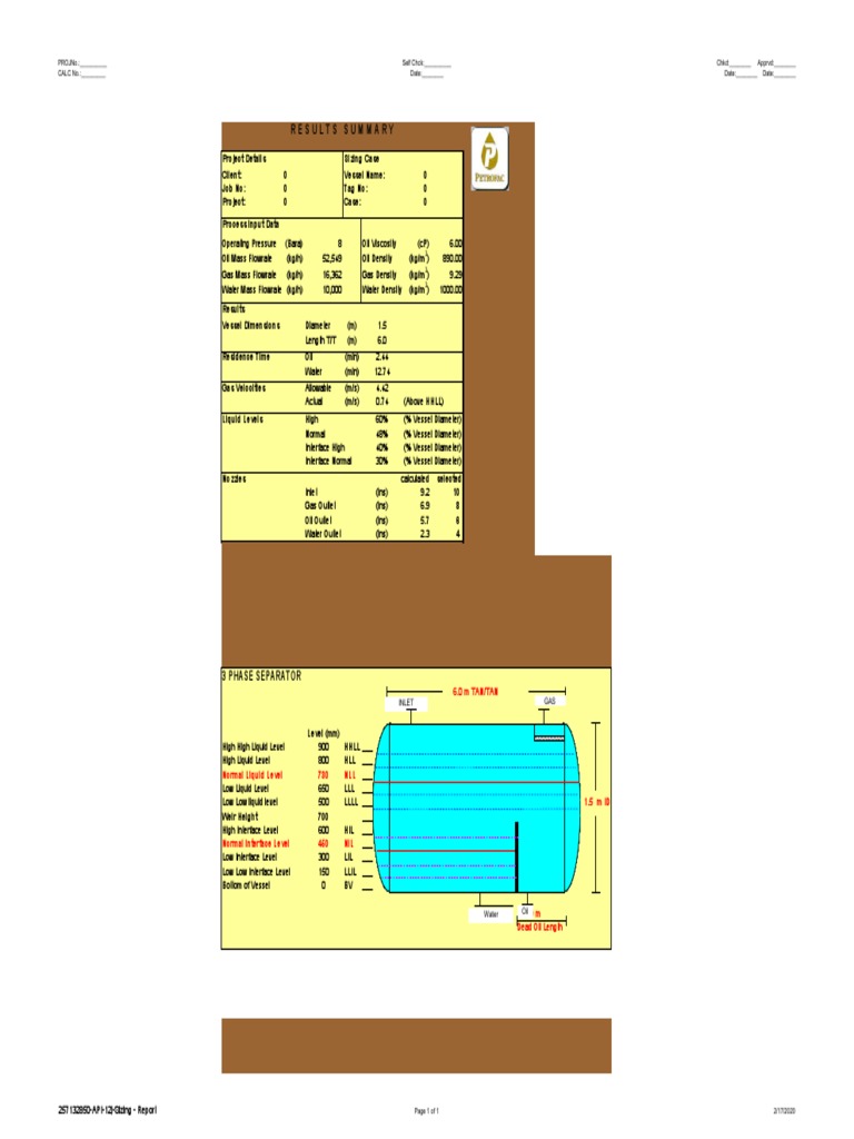 API 12J Three Phase Separator Sizing | PDF
