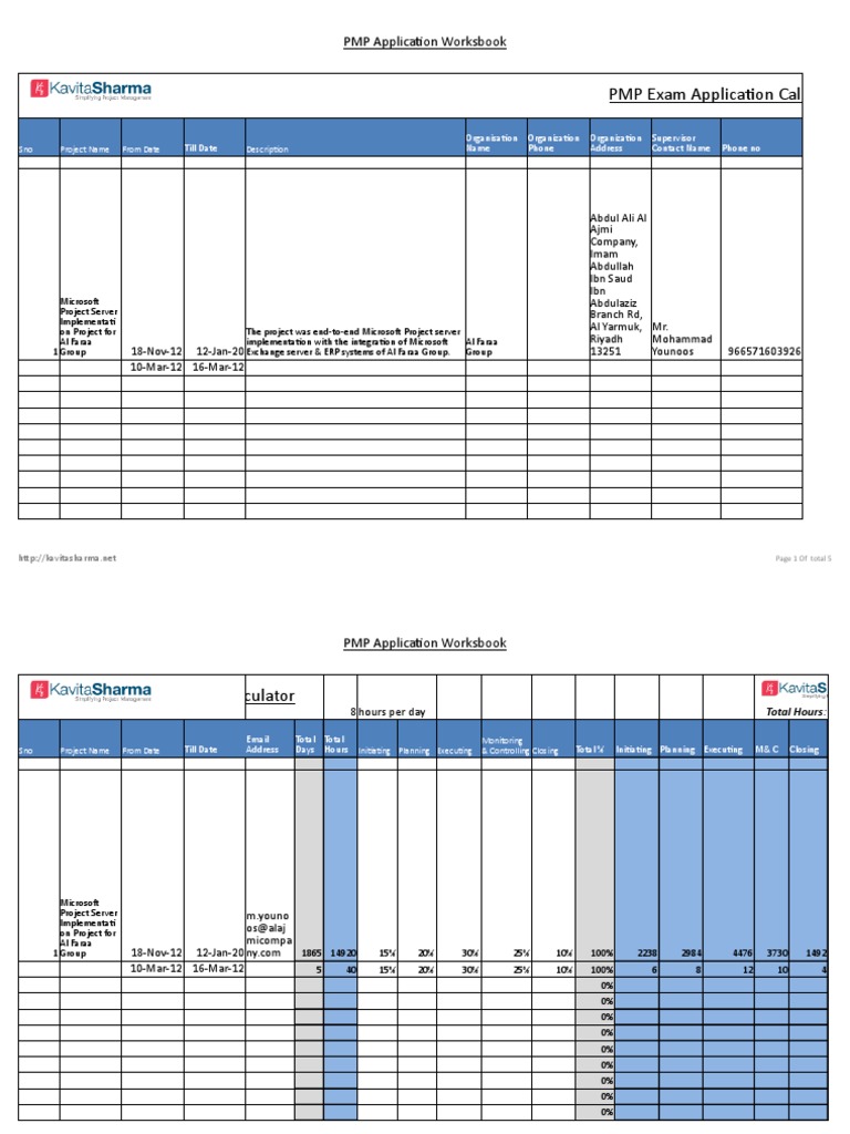 Template PMP Application Workbook1 | PDF