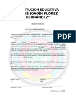 Acta de Compromiso Institucion Educativa José Joaquín Flórez Hernández