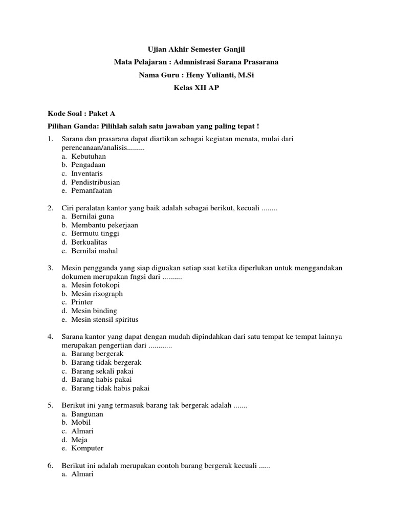 Uas Sarana Prasarana Pdf