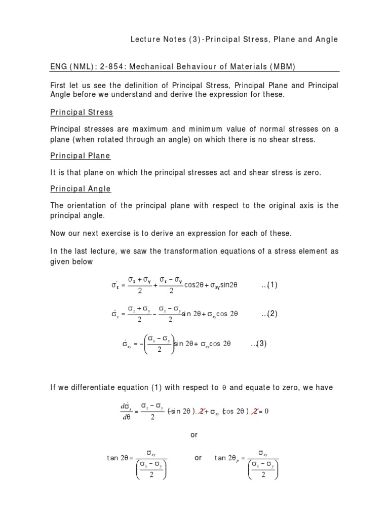 Principal Stress & Shear Analysis | PDF