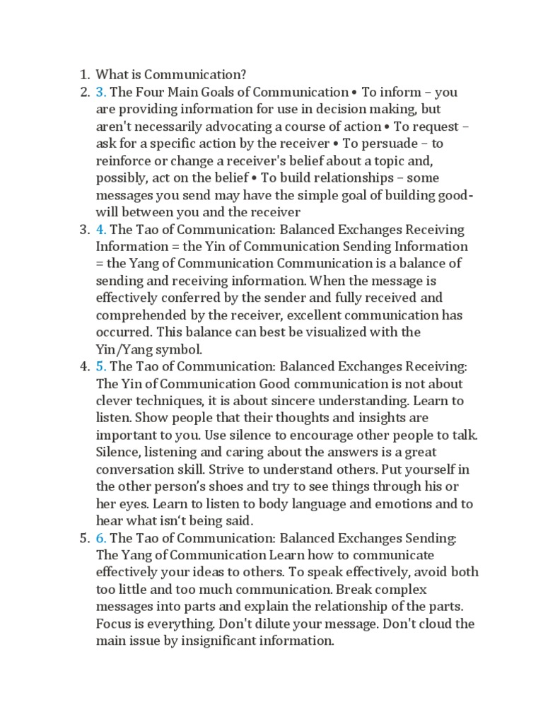 4 Main Goals of Communication | PDF