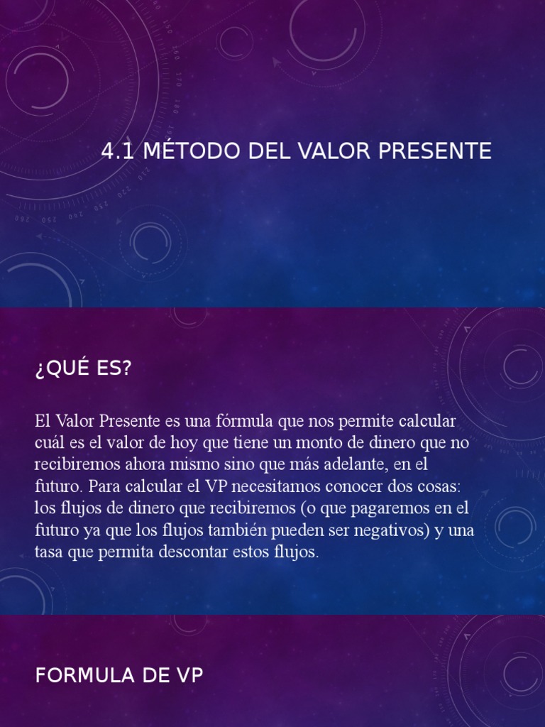 Método del Valor Presente y su Fórmula | PDF | Finanzas y dinero | Negocios