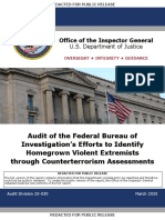 Audit of the Federal Bureau of Investigation’s Efforts to Identify Homegrown Violent Extremists Through Counterterrorism Assessments