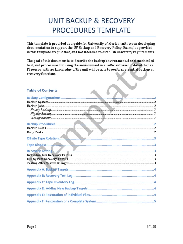 Unit Backup and Recovery Procedures | PDF | Computers | Technology ...