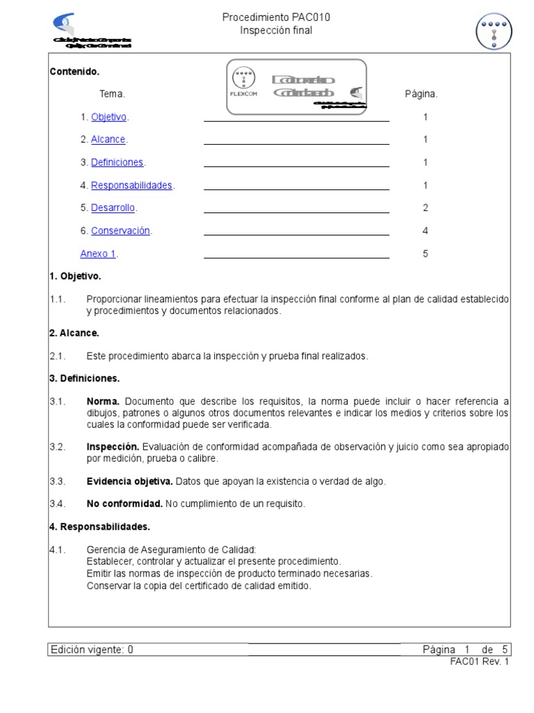 PAC 010 Inspeccion Final | PDF