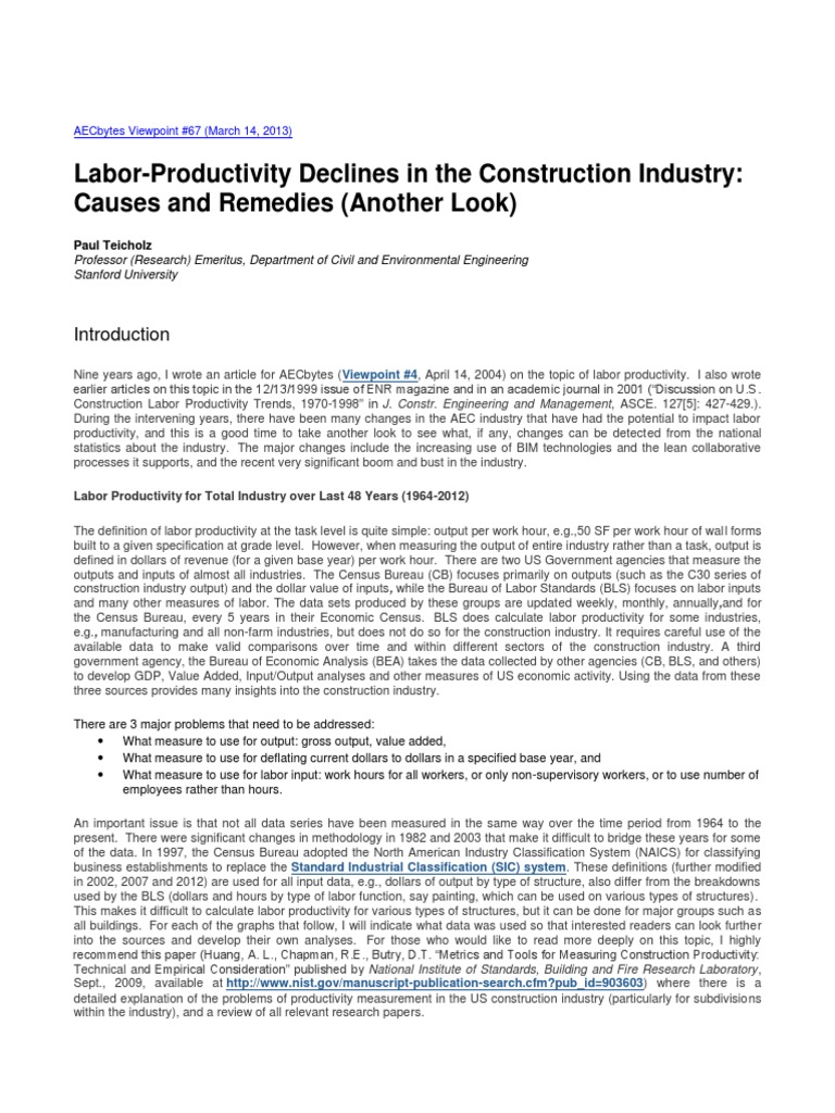 Construction Labor Productivity Analysis | PDF | Gross Domestic Product ...