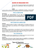 Tipos de Organismo Vivo Clasificación de Los Organismos Por Su Composición Por Su Modo de Alimentación Por Su Metabolismo