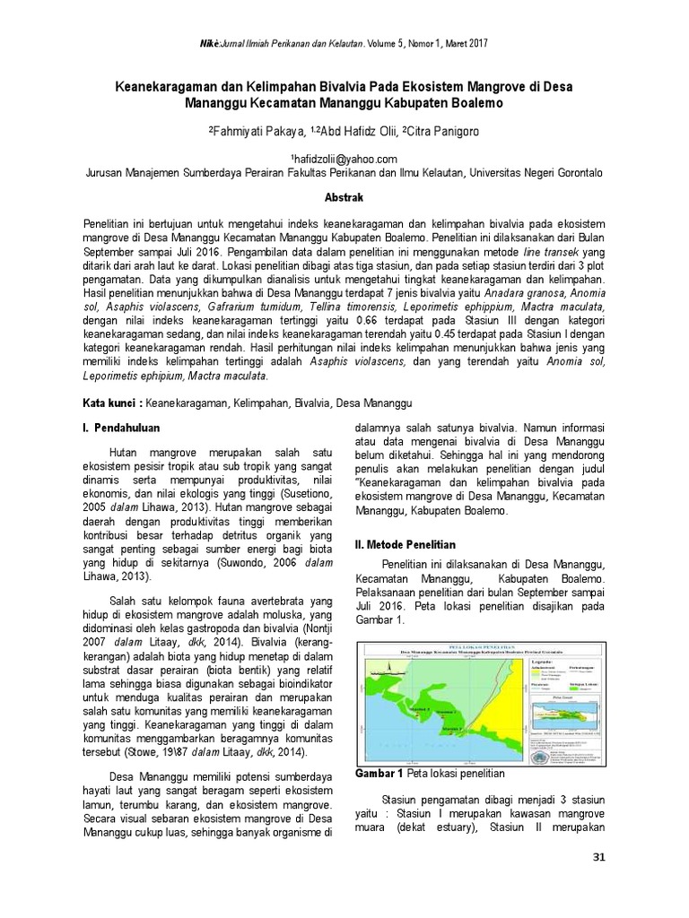 Keanekaragaman Dan Kelimpahan Bivalvia Pada Ekosistem Mangrove Di Desa ...