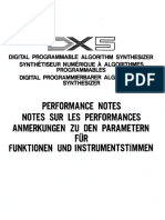 Yamaha DX5 Performances Notes