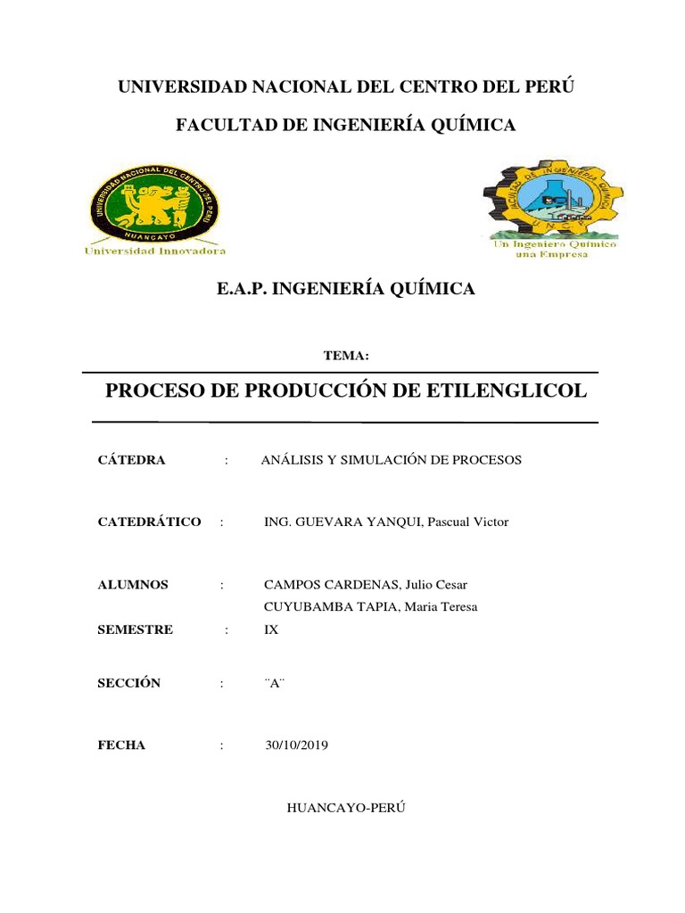 Produccion-De-Etilenglicol-Campos-Y-Cuyubamba Final | PDF | Tecnología ...