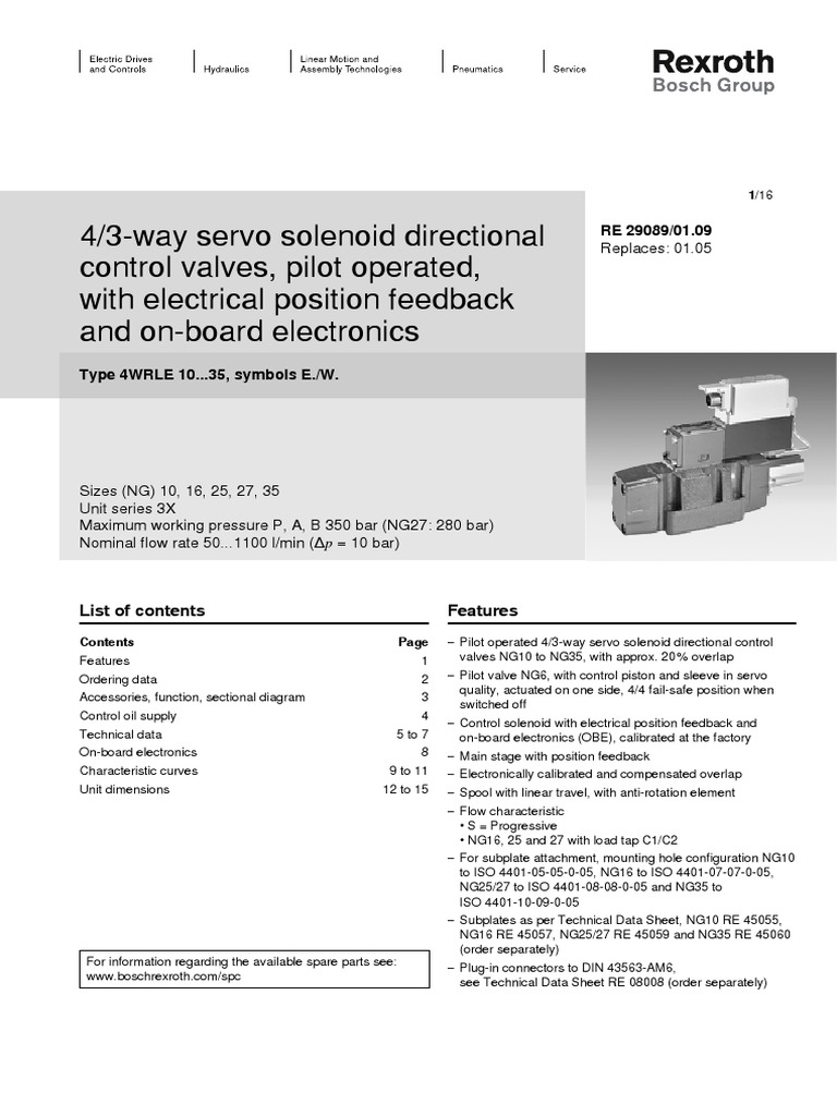 SERVO DIRECTIONAL VALVE 4WRLE 10... 35 Symbols E..W WITH OBE AND