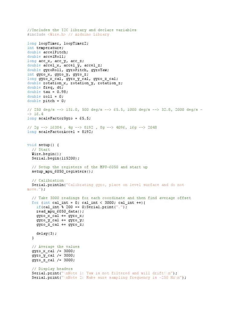 Arduino MPU6050 | PDF | Computers