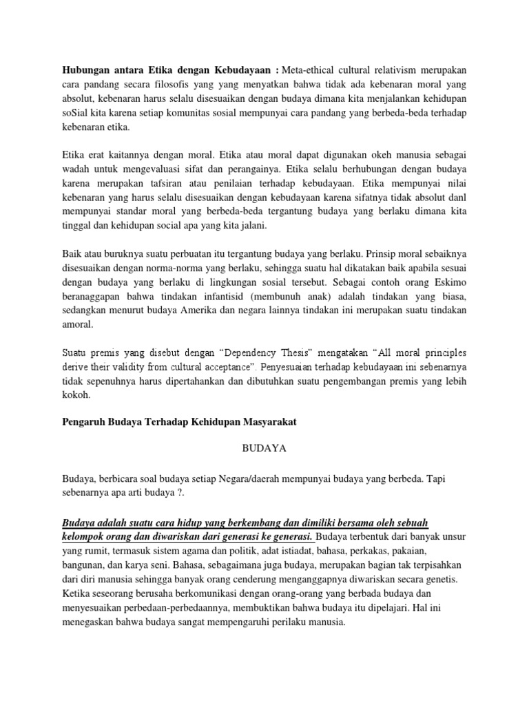 Hubungan Antara Etika Dengan Kebudayaan Pdf