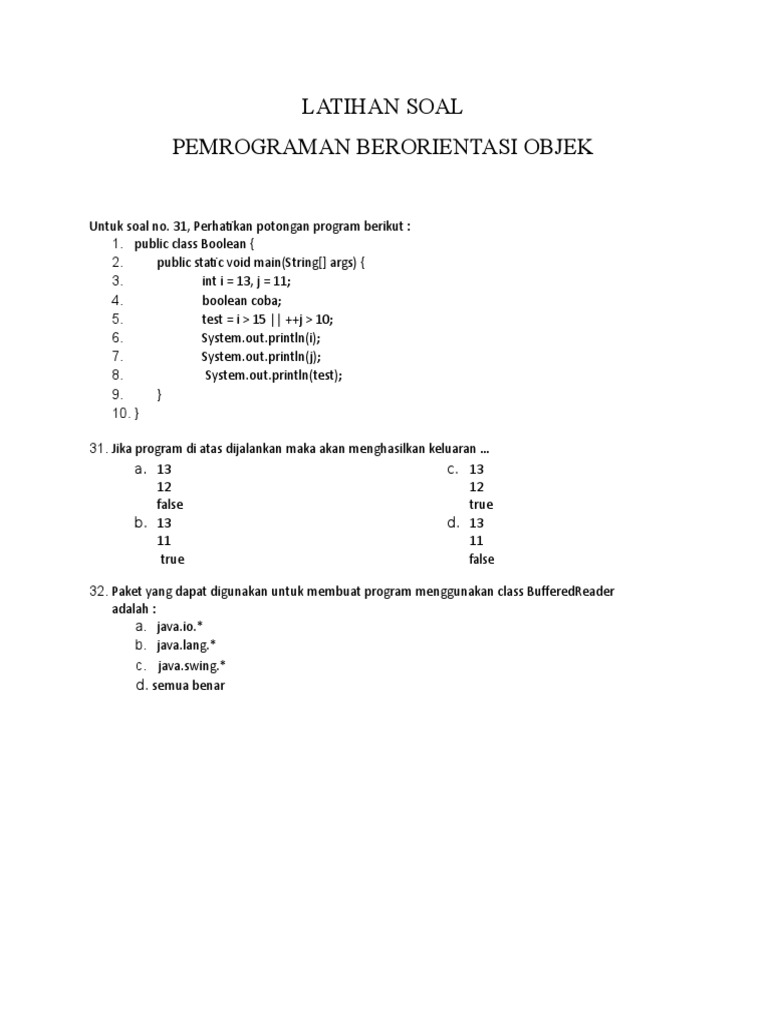 Keluaran Program Pemrograman Java | PDF