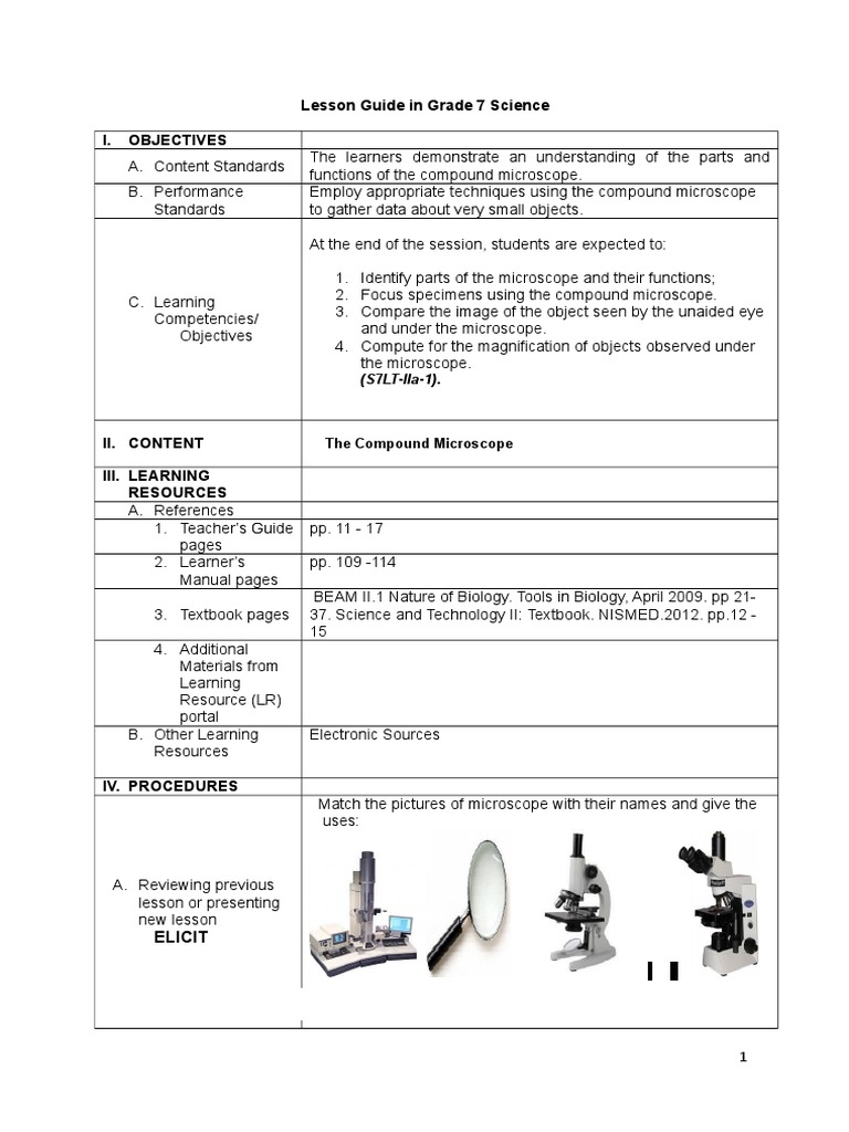 Lesson Plan Microscope PDF