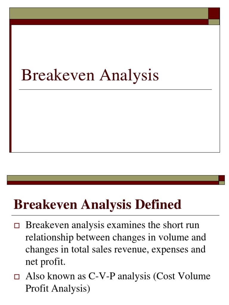 Break Even Analysis Avoidable Cost Contribution Margin PDF