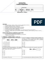 Prueba de diagnóstico matemática 3° 2020  ORDENADA POR EJE.