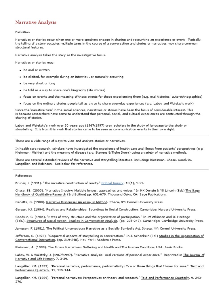 Narrative Analysis for Researchers | PDF | Philosophy | History